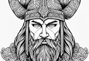 Stylized viking face tattoo idea