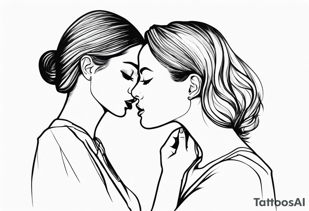 side profile of women holding hand on throat tattoo idea