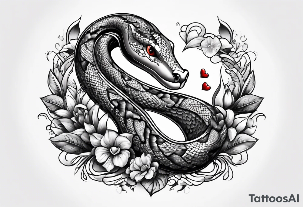 A cute snake with hearts. tattoo idea