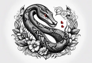 A cute snake with hearts. tattoo idea