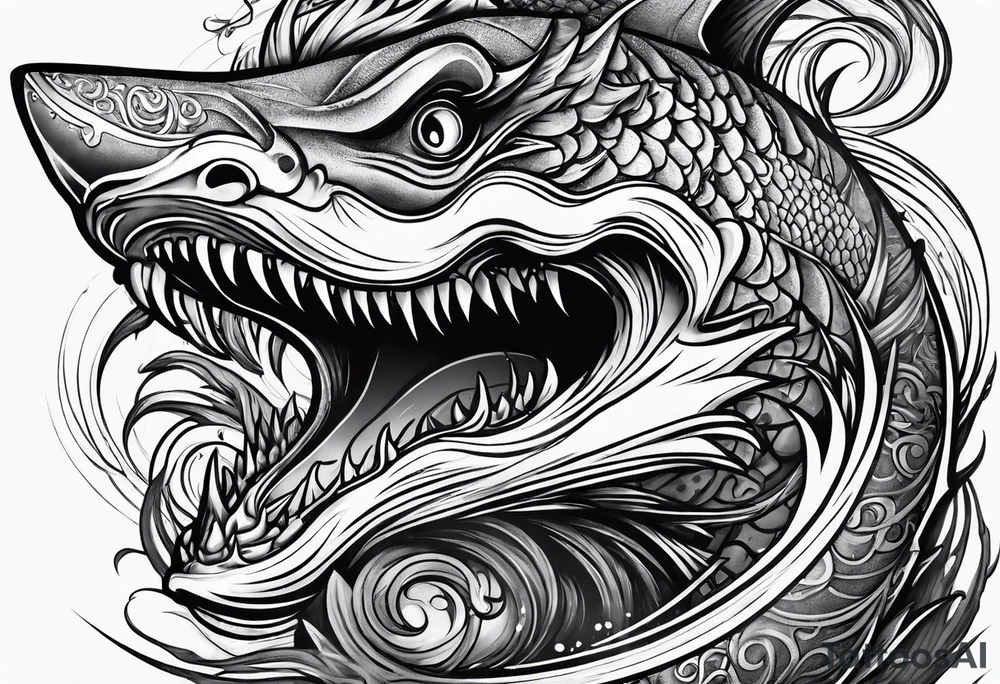 Shark dragon tattoo idea