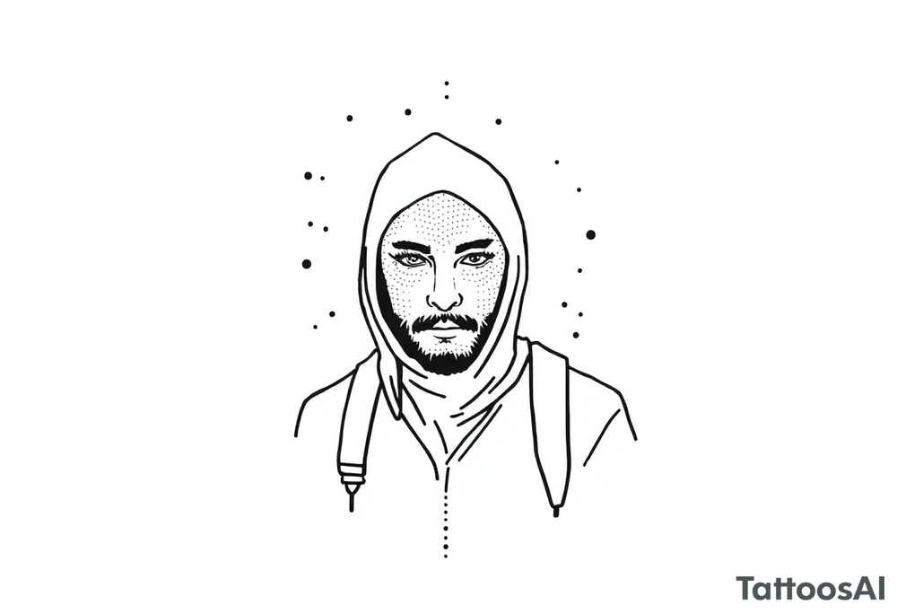 Confusion and pressure in thin lines on solo traveler with no face tattoo idea