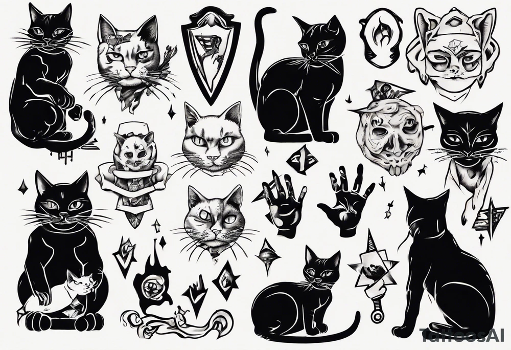 Boogieman holding cat tattoo idea