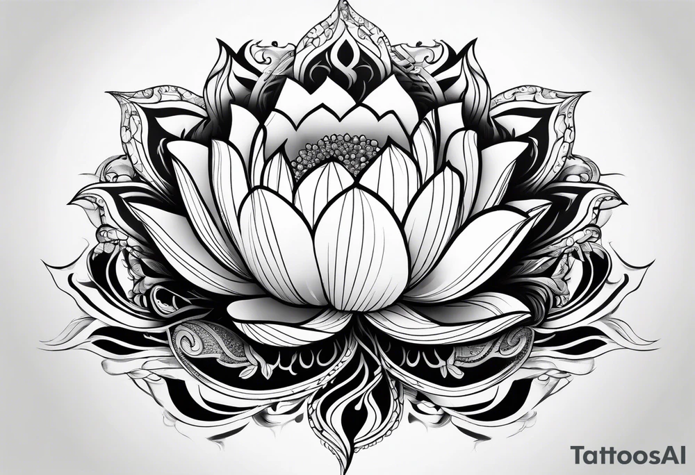 Lotus flower with fire and mystical aura tattoo idea