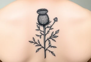 small botanical drawing of scottish thistle, olive branch/olive, and cat nip for a wrap around wrist tattoo as one plant - make it vine-like? tattoo idea