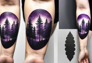 forest, abstract, on hand, no people, purple and black, full, not limited by borders tattoo idea