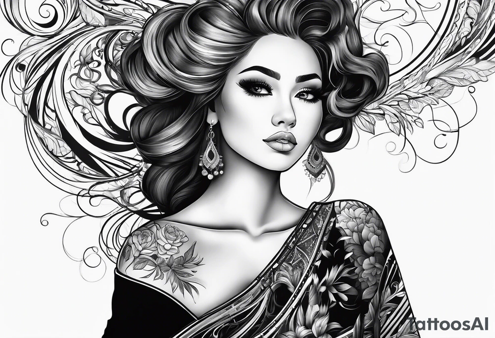 piano music girl tattoo idea
