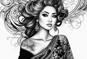 piano music girl tattoo idea