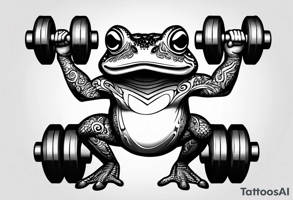 Toad lifting dumbbells tattoo idea