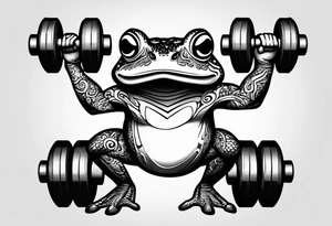 Toad lifting dumbbells tattoo idea