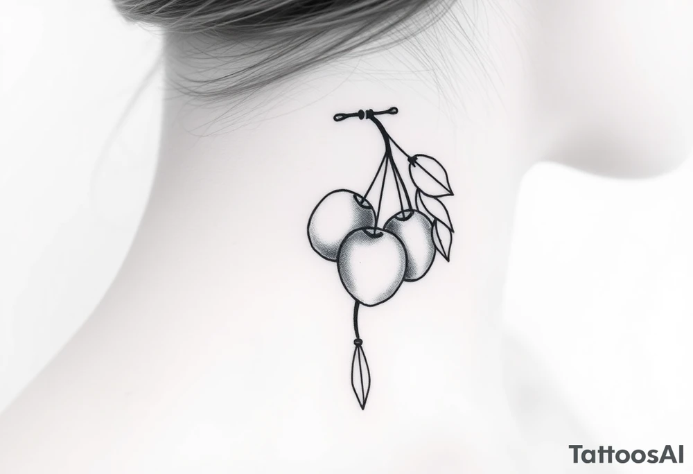 Girly fishing rod with something showcasing South Carolina peaches dangling from it tattoo idea