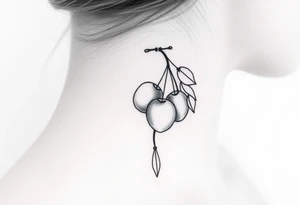 Girly fishing rod with something showcasing South Carolina peaches dangling from it tattoo idea
