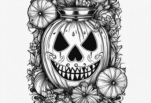 Trick or treat, 20 oz tumbler banner design, candy, minimalist, potions, brew, broom tattoo idea