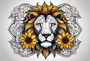 Lion top; sunflower bottom tattoo idea