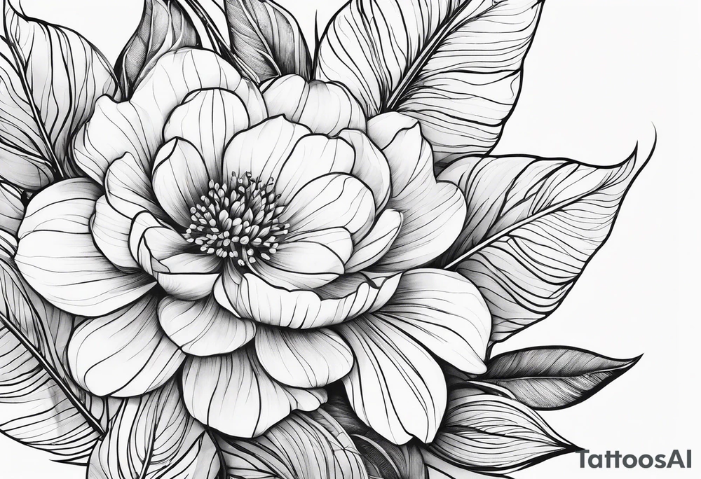 flower with leaves geometric dainty tattoo idea