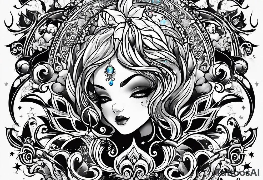 I want the name "Drew" with a space background tattoo idea