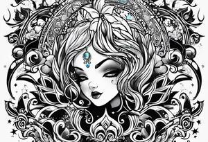 I want the name "Drew" with a space background tattoo idea