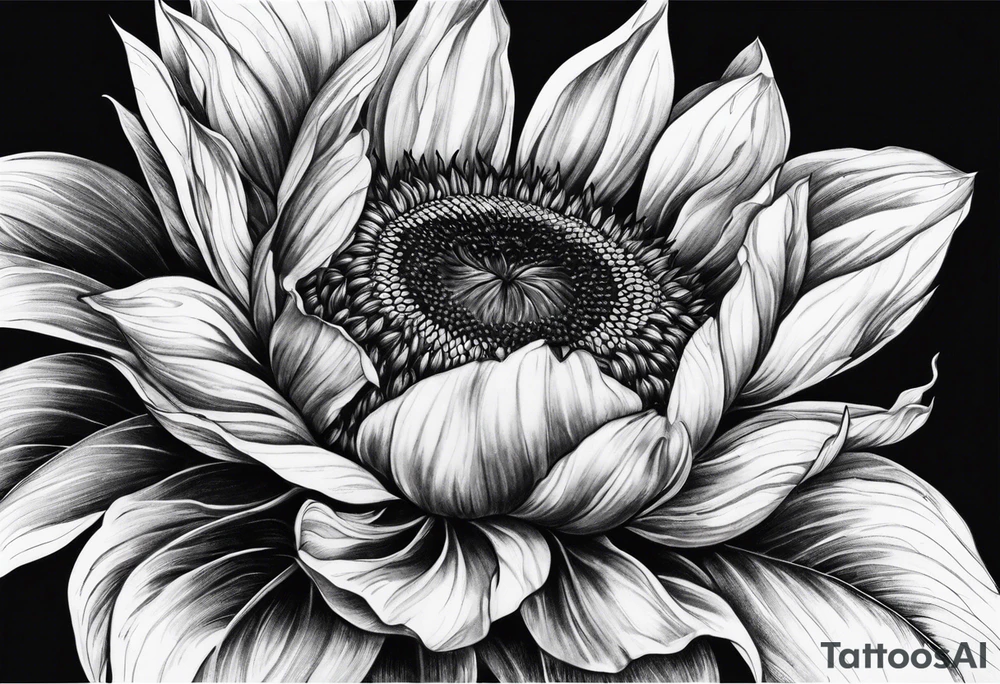 Sunflower, rose flower tattoo idea