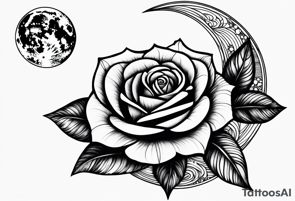 Rose wrapped around moon tattoo idea