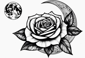 Rose wrapped around moon tattoo idea