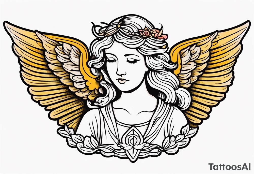angel vintage tattoo style old school traditional bold color tattoo idea