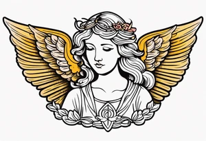 angel vintage tattoo style old school traditional bold color tattoo idea