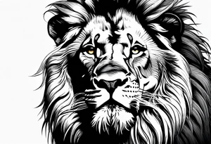 lion with scratch in its eye and roar tattoo idea