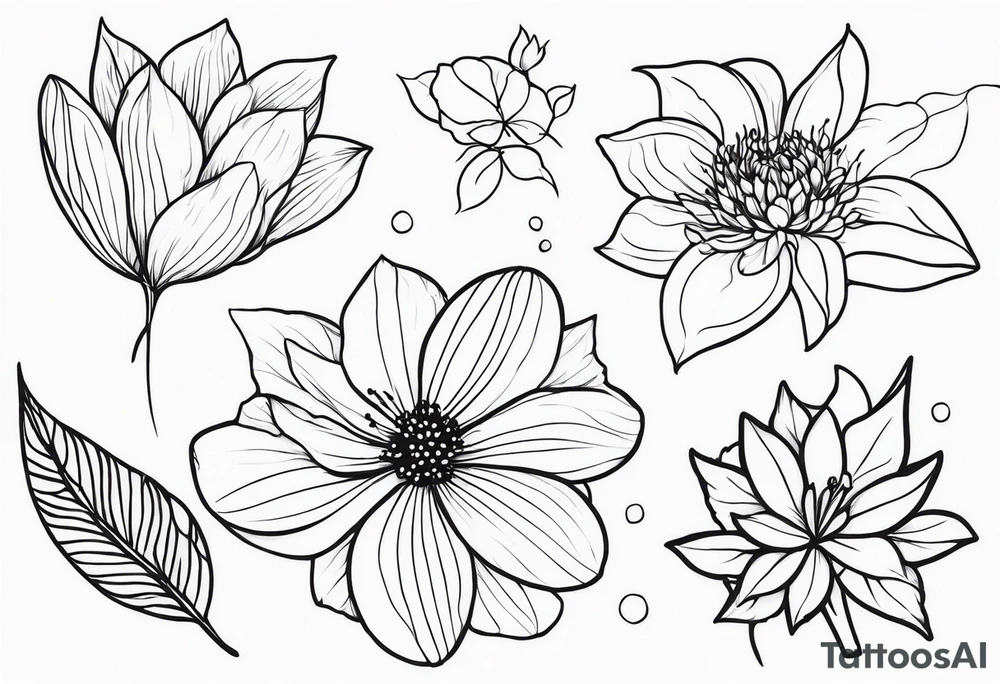 November, December, June, December flowers tattoo idea