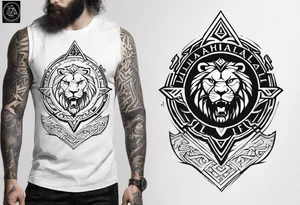 Valhalla shield sword valknut lion tattoo idea