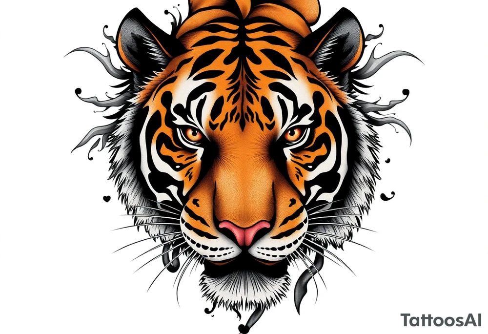 a tiger hide on brush tattoo idea