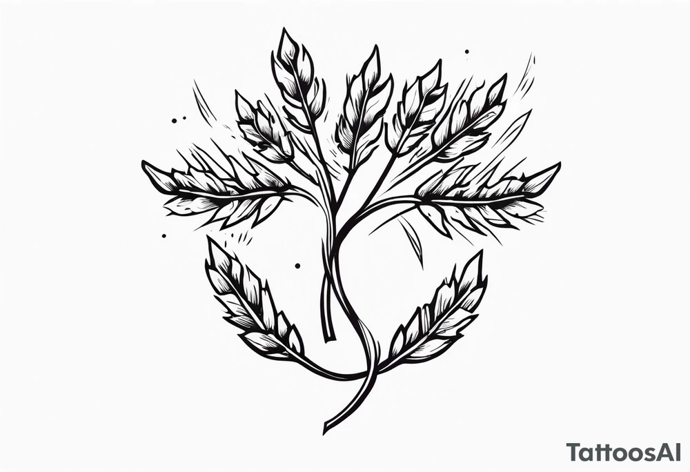 Oak tree leaves with wheat stalks wrapped in a ribbon tattoo idea Oak tree leaves with wheat stalks wrapped in a ribbon tattoo idea