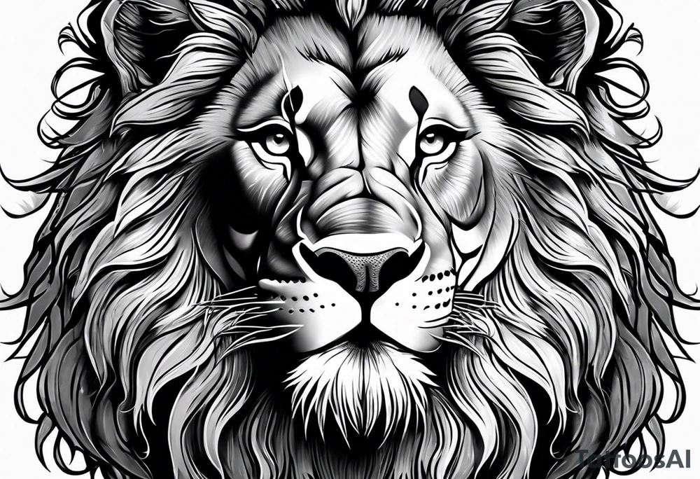 A beautiful lion roaring and showing it's teeth tattoo idea