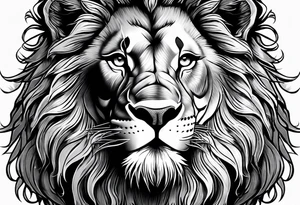 A beautiful lion roaring and showing it's teeth tattoo idea