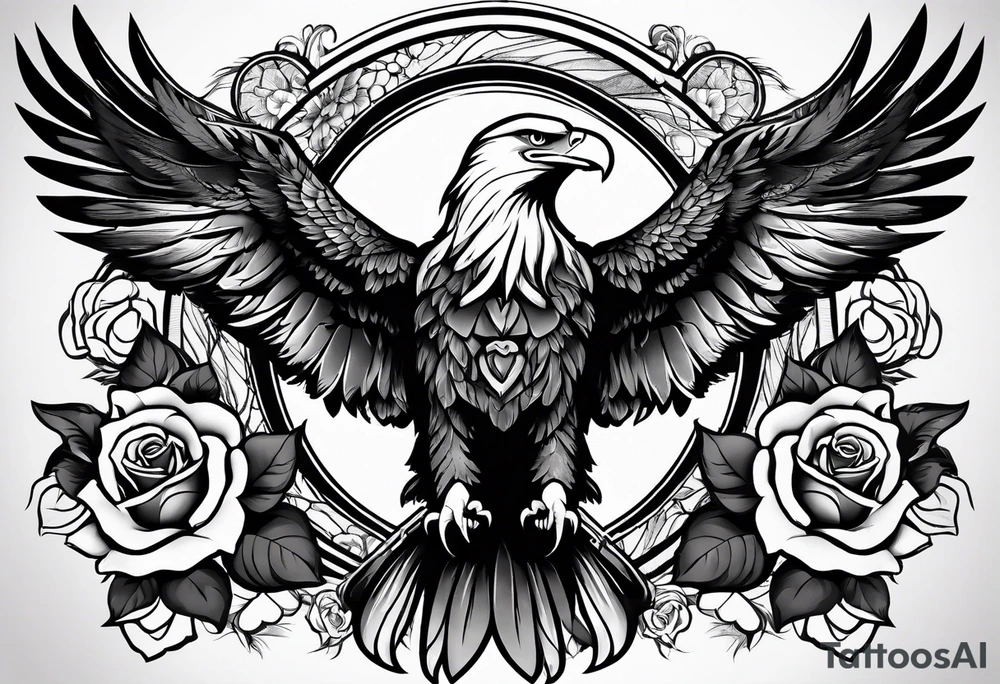 Eagle and rose tattoo idea