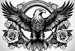 Eagle and rose tattoo idea