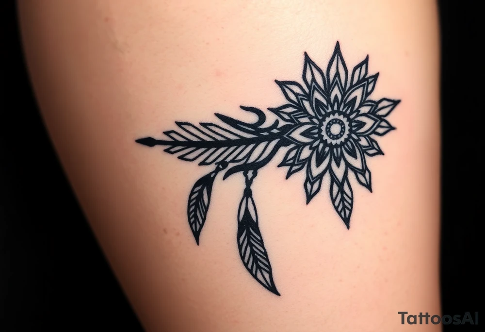 spiritual feather indian mandala shaman tattoo idea