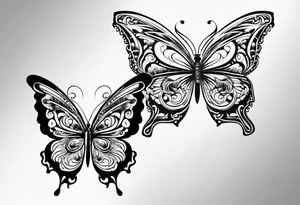 word N and S with butterfly tattoo idea