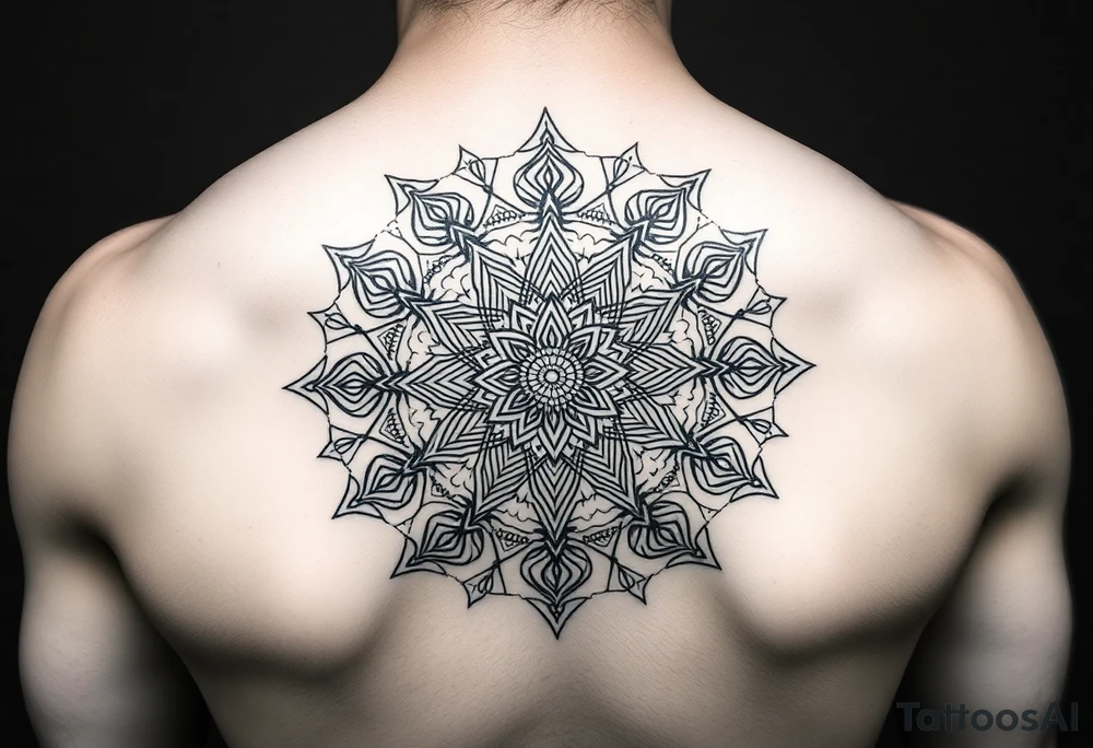 intricate mandala with sacred geometry and cosmic elements tattoo idea