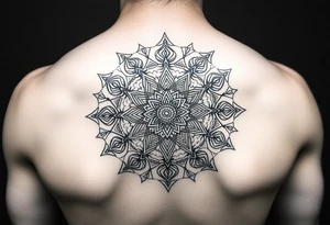 intricate mandala with sacred geometry and cosmic elements tattoo idea