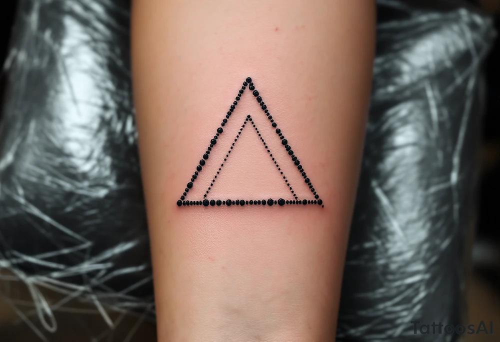 A dotted-line triangle in fine black ink, symbolizing subtlety and intention. tattoo idea