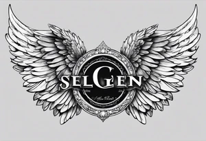 Angel Wings with the word Glenn in between tattoo idea