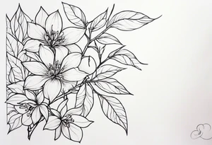 Shoulder and collarbone tattoo of a vibe of night-blooming Jasmine. The tattoo should have a spider web on the branches tattoo idea