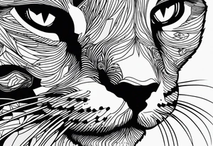 cat, abstract, geometric, lines, halftone, splatter, cat paw tattoo idea