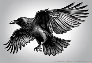 raven in flight from the back tattoo idea