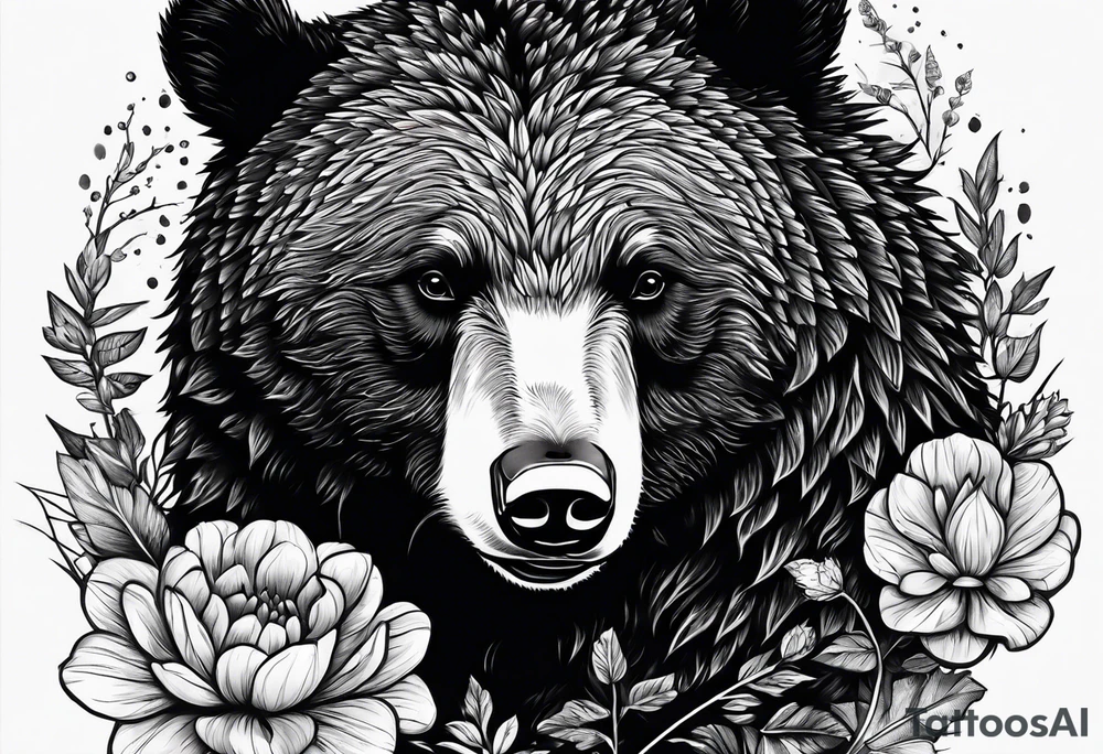 black bear and hedgehog tattoo idea