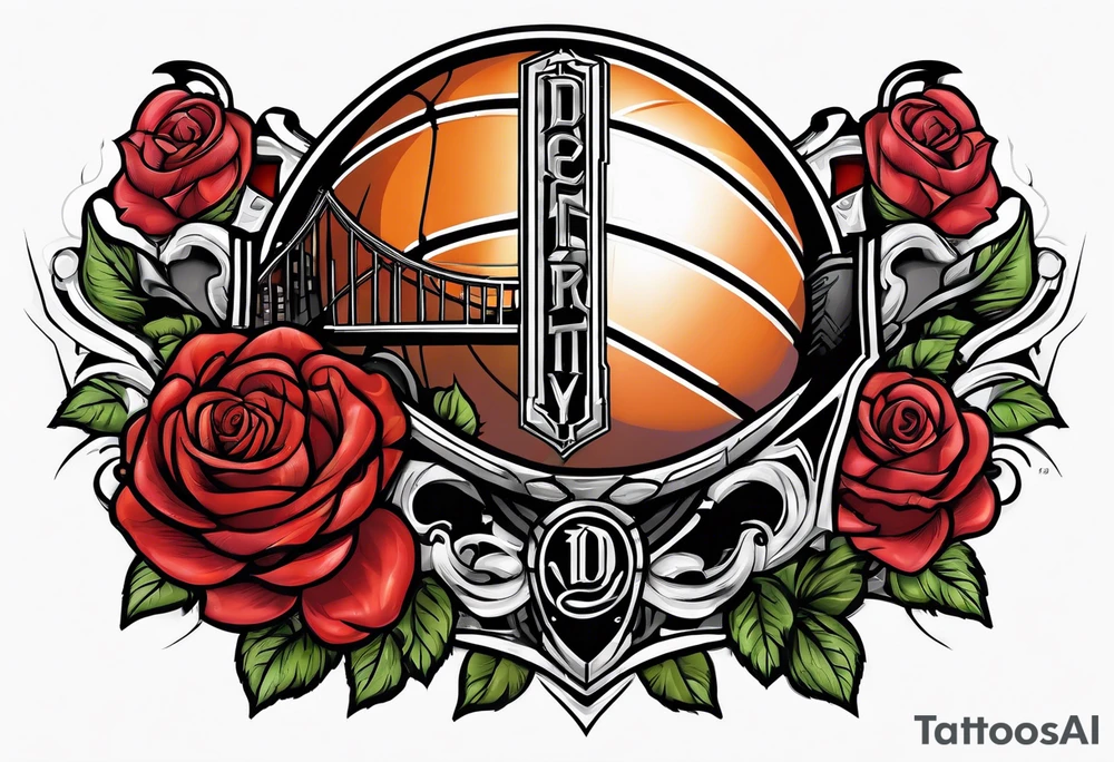 detroit city , basketball with 23 and virgo symbol and roses tattoo idea
