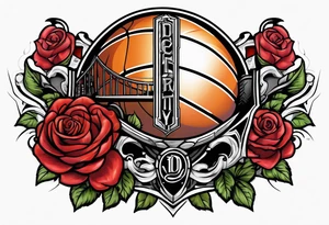 detroit city , basketball with 23 and virgo symbol and roses tattoo idea
