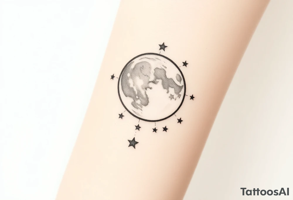 Full moon with stars tattoo idea