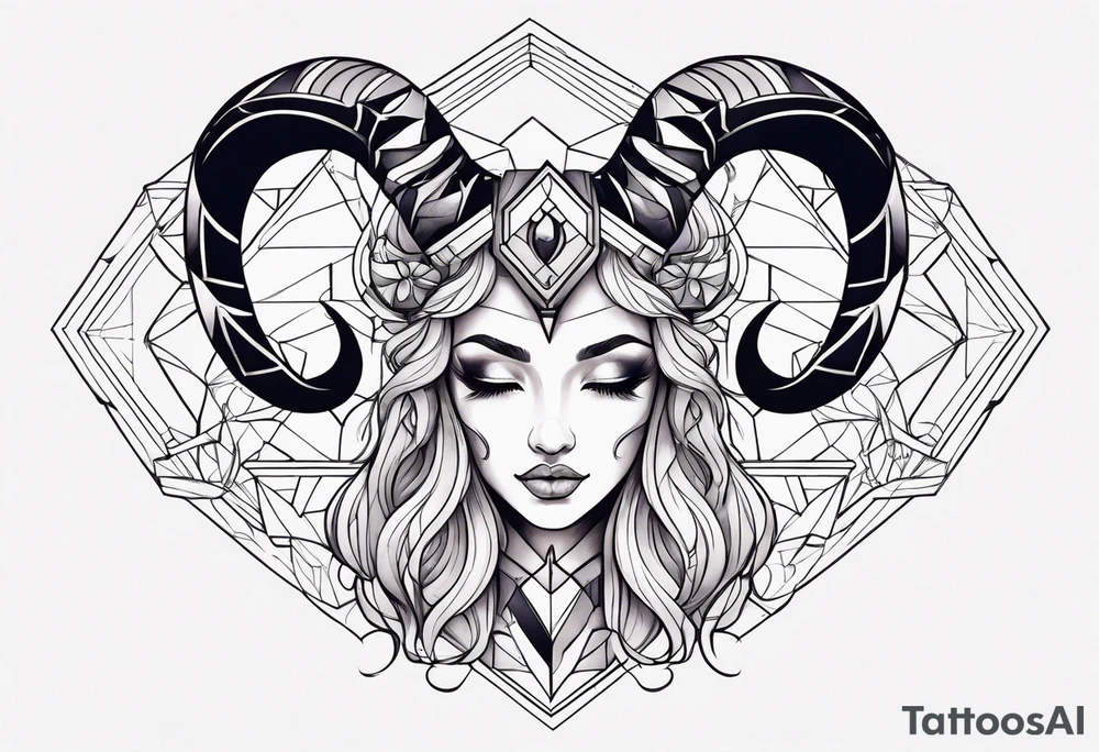 Geometric. Feminine capricorn tattoo idea