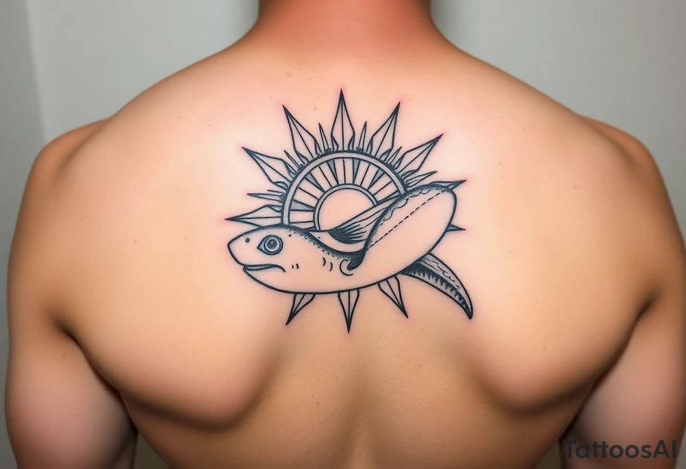 Polynesian sun turtle shark manta fish hook Geiger tattoo idea